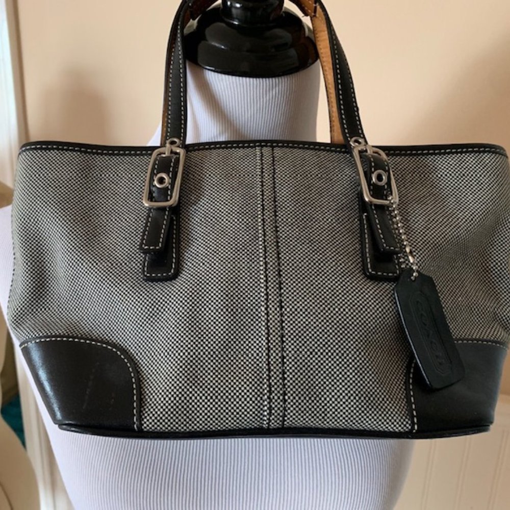 Black and White Coach Bucket Bag